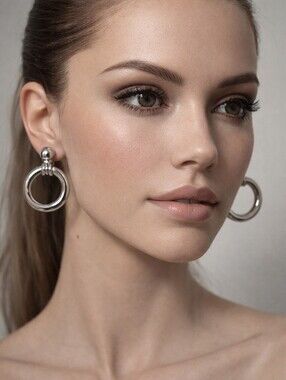 Silver Hoop Drop Clip-On Earrings – Elegant Women’s Fashion Jewelry